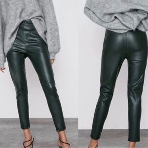 Zara Faux Leather High-Rise Leggings Black Size Small